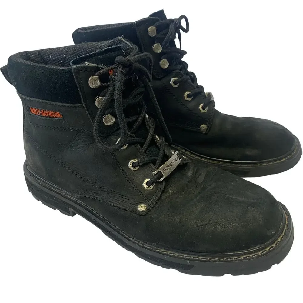 Harley Davidson Mens 9.5 Badlands Motorcycle Boots Black Leather Riding Boot